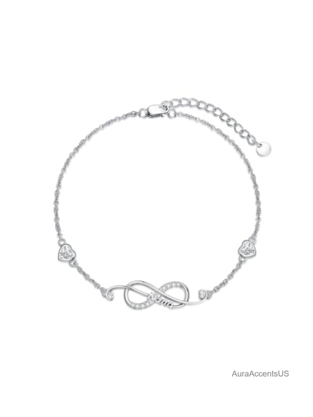 925 Sterling Silver Infinity Bracelet Adjustable Nana Gift for Women